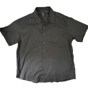 Kenneth Cole Mens 2x Black Short Sleeves Button Front Dress Shirt